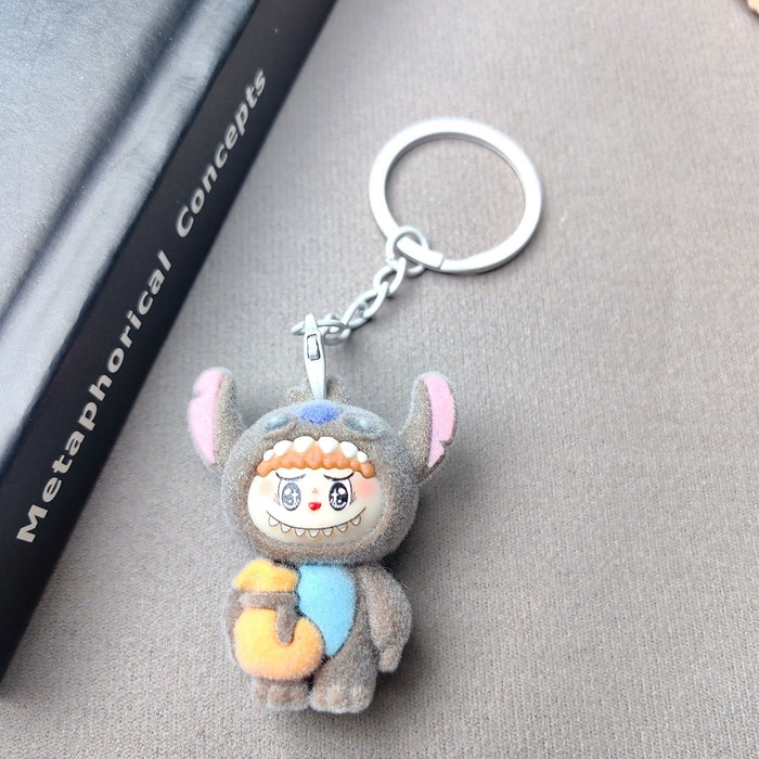 Wholesale Cute Flocking Cloth Bear Series Keychain Small Pendant Couple School Bag Pendant Accessories Creative Small Gifts