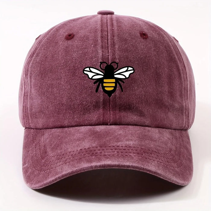 Wholesale Washed Distressed Cartoon Bee Print Baseball Cap Everyday Casual Fashion Accessory