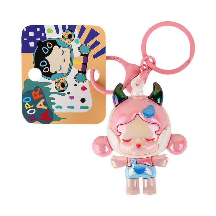 Wholesale Creative electroplated keychain cute cartoon doll couple bag pendant small gift