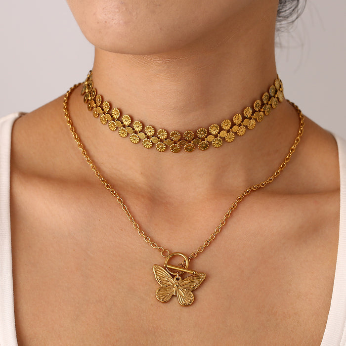 Wholesale Personalized fashion color preservation stainless steel temperament collarbone chain butterfly necklace wholesale
