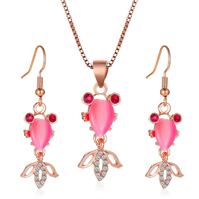 Wholesale Alloy Diamond Pearl Necklace Set JDC-NE-QingWen004