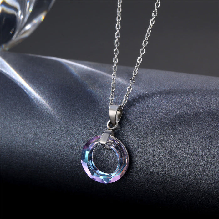 Wholesale Popular jewelry, crystal pendant, stainless steel short necklace, collarbone chain