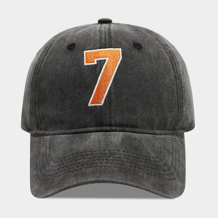Wholesale Retro washed embroidered number baseball fashionhat for men and women