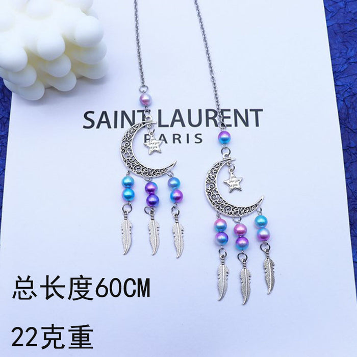 Wholesale Butterfly Dream Catcher Moon Alloy Car Hanging Decoration Pendant with Beads