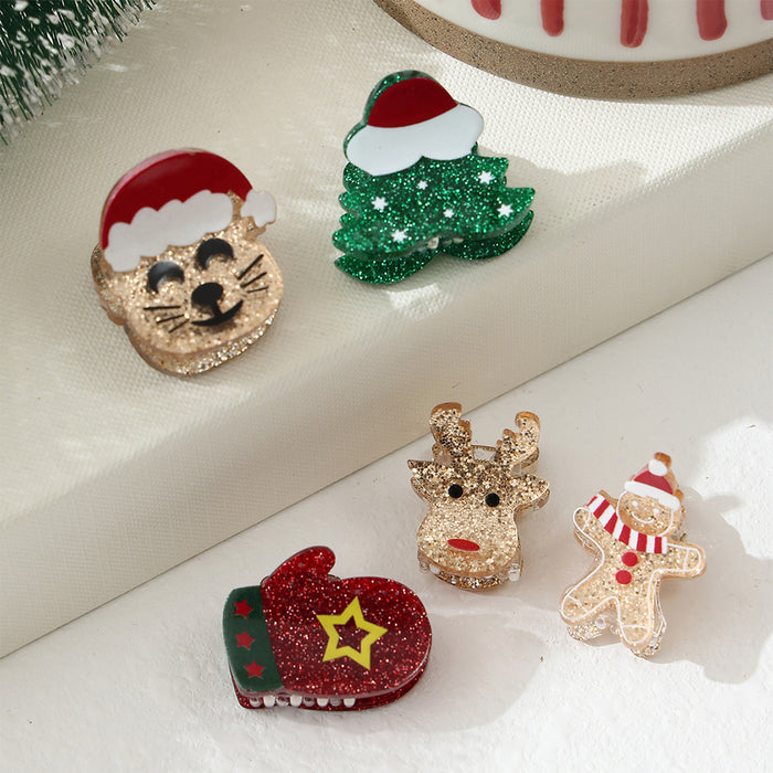 Wholesale Christmas small hairpin gingerbread man Christmas tree snowman small clip cute  hairpin holiday hair accessories