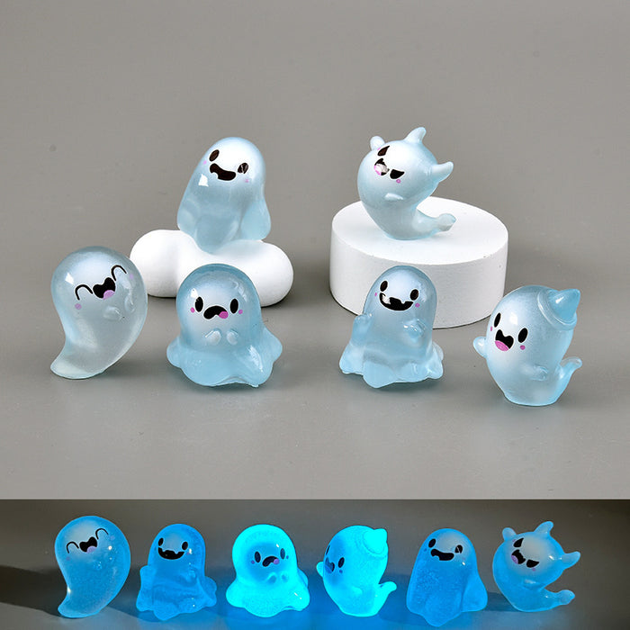 Wholesale Resin Glow-in-the-Dark Ghost Cartoon Keychain Desk Decoration Birthday Gift MOQ≥3