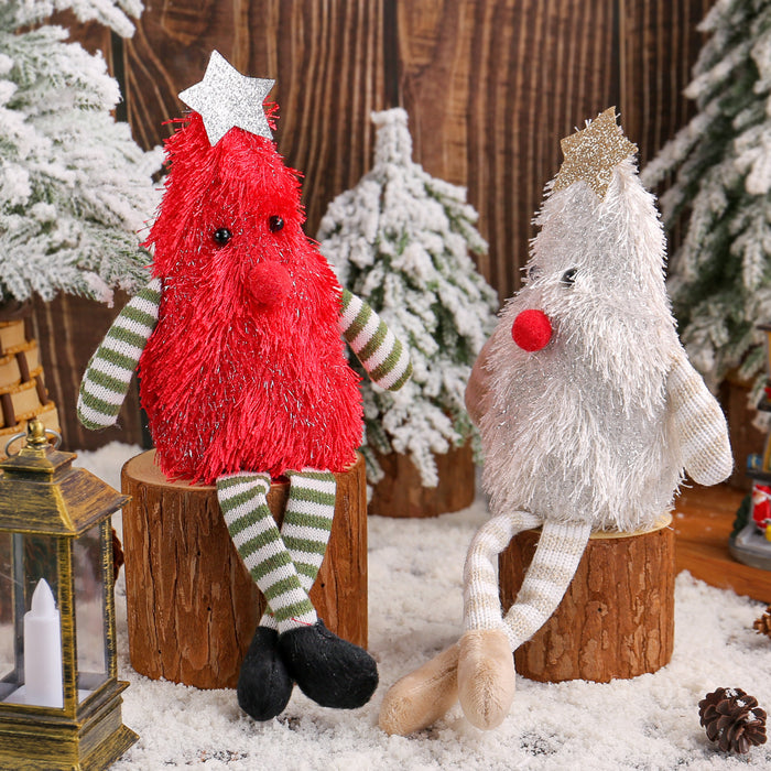 Wholesale Christmas tree shaped long-legged doll desktop ornaments cute plush doll Christmas decorations