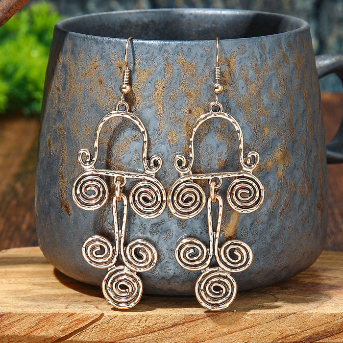 Wholesale Bohemian Tassel Drop Earrings Carved Hollow Geometric Design Fashion Accessory MOQ≥2