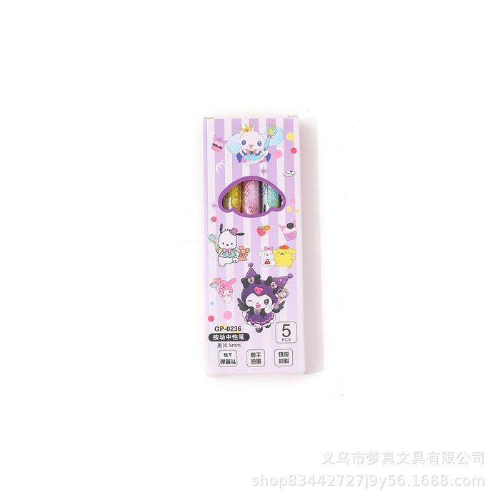 Wholesale 5pcs Press Gel Pen Quick Dry Brush Pen Cute Carbon Black Pen