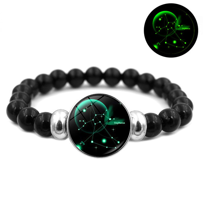 Wholesale Luminous Twelve Constellations Black Handmade Beaded Bracelet