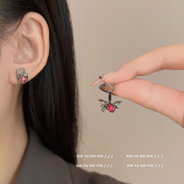 Wholesale Zircon spider earrings, niche design, bat earrings