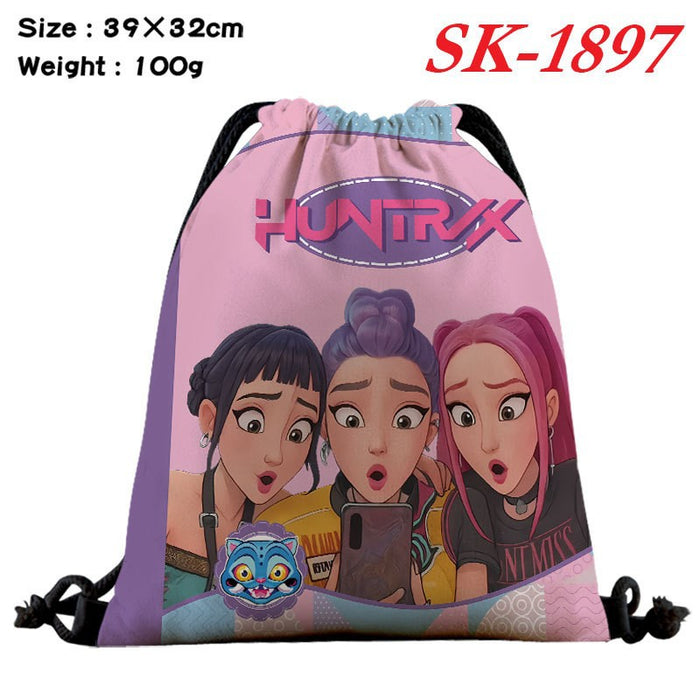 Wholesale Kpop drawstring storage bag with large capacity and full color design also functions as a shopping bag