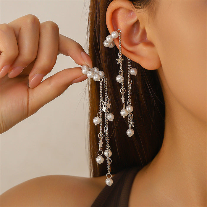 Wholesale French Minimalist Silver Tone Tassel Ear Cuff Jewelry Accessory MOQ≥2