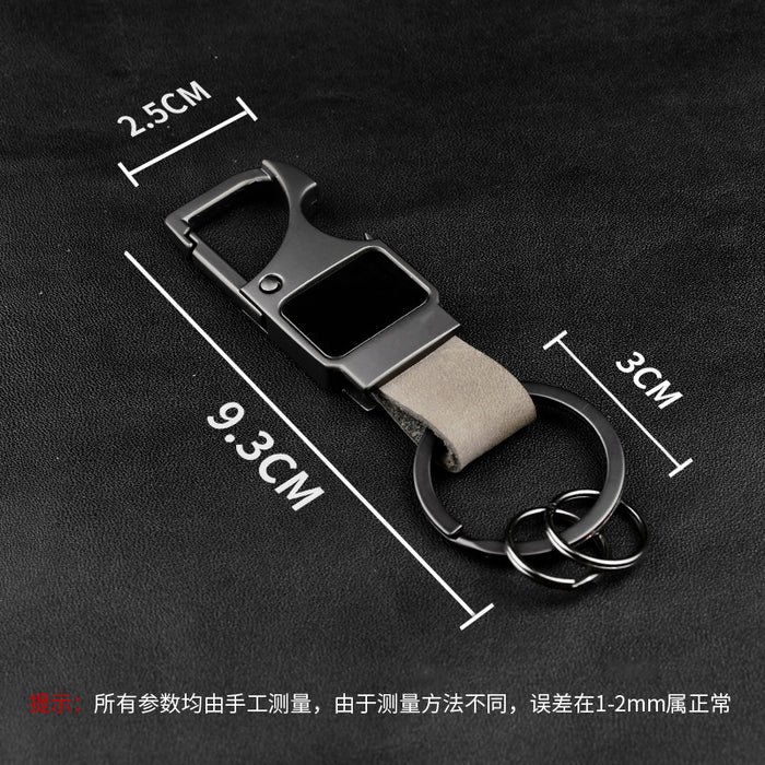 Wholesale Leather keychain multifunctional creative car keychain laser engraved metal pendant
