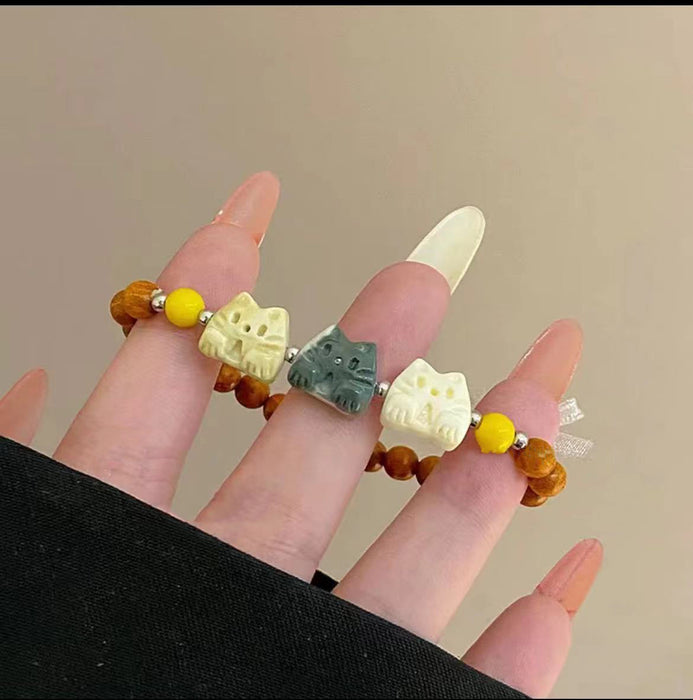 Wholesale Cat bead bracelet with niche temperament, handmade accessory