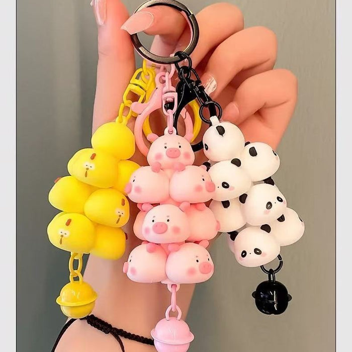 Wholesale Cartoon cute pig panda stack pendant  couple car bag key chain accessories small gifts