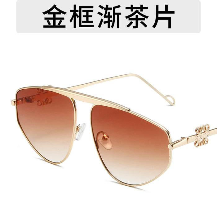 Wholesale Fashionable large frame sunglasses, metal polygonal personalized sunglasses, retro street photography, outdoor beach glasses