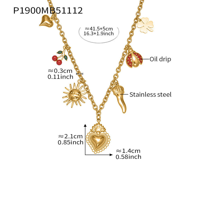 Wholesale Zircon Bee Drip Chili Pepper Clavicle Necklace