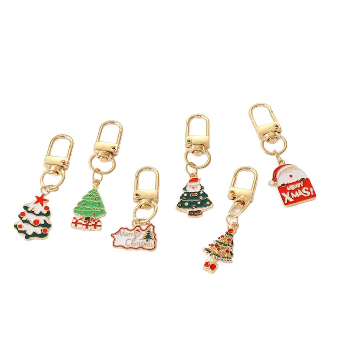Wholesale Christmas Series Keychain Christmas Tree Alloy Oil Drop Pendant Creative Gift Christmas Decoration