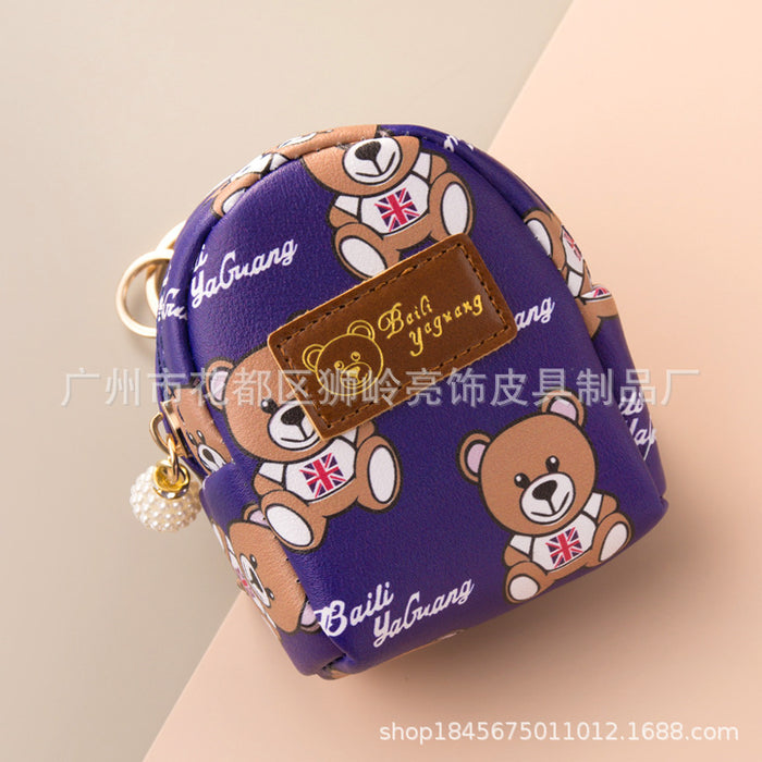 Wholesale PU Creative Bear Mini Coin Purse Keychain JDC-KC-Liangs002