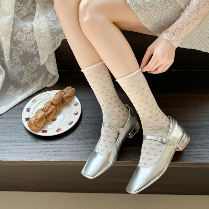 Wholesale Socks, mid tube socks, lace socks, hollowed out mesh stacking socks, sweat absorbing and breathable long socks