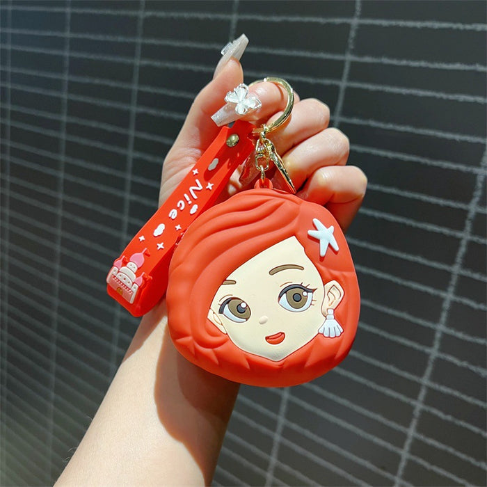 Wholesale Cute cartoon coin purses and keychains for girls in various colors.