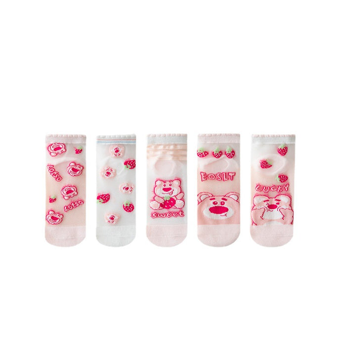 Wholesale Set of 5 Pairs for Summer Children's Cartoon Thin Breathable Cotton Socks JDC-SK-Pingt008