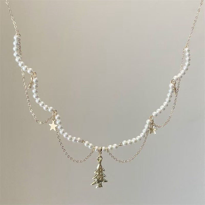 Wholesale   Apple Core Beaded Necklace Female  All-match Clavicle Chain