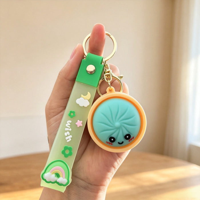 Wholesale PVC Soft Simulated Bun Keychain Trendy Car Key Accessory for Couples