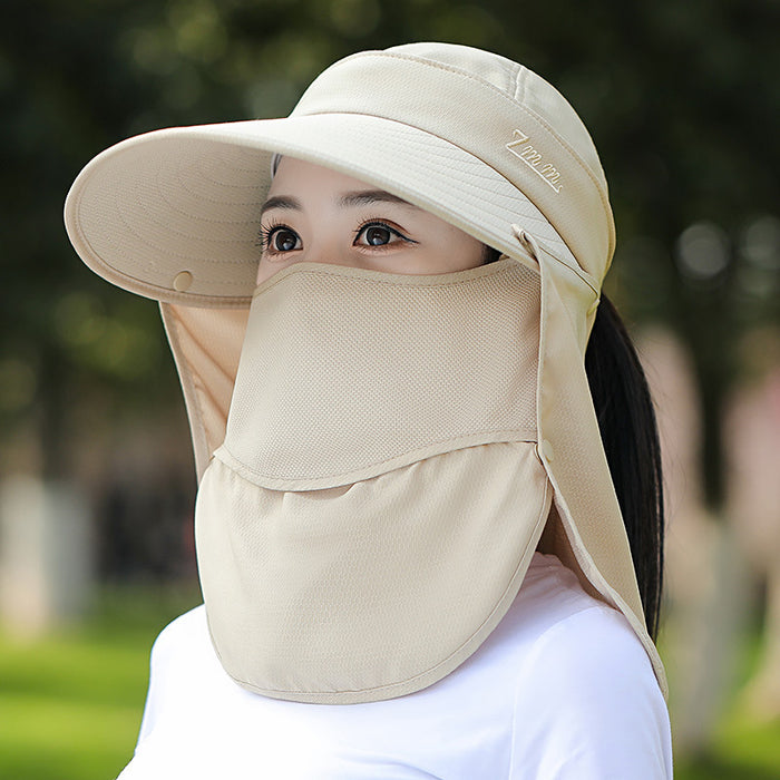 Wholesale Summer sun hat, women's UV protection sun hat, outdoor face covering shawl mask hat, windproof cycling sun hat