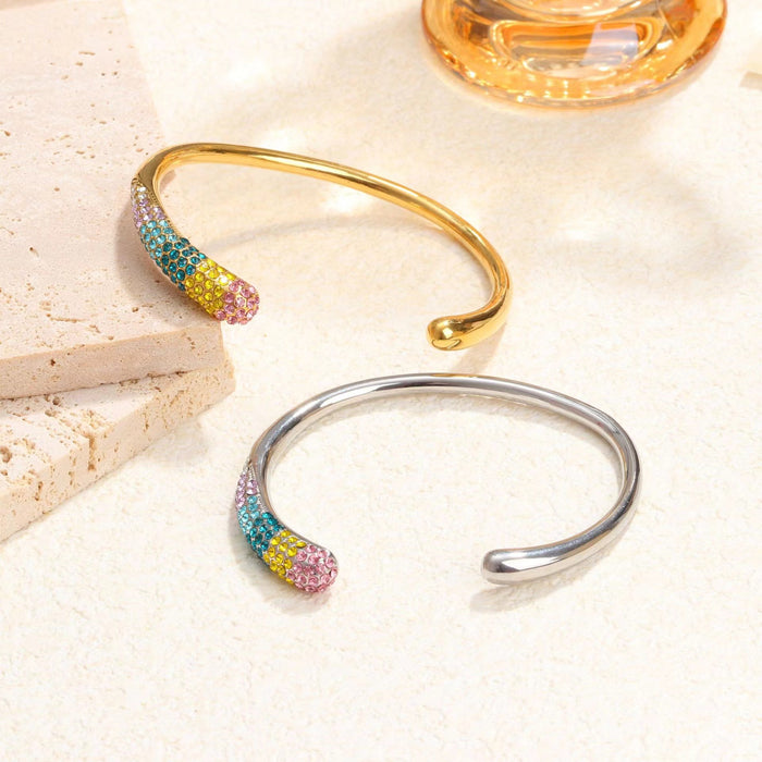 Wholesale Titanium steel bracelet with gold plating and full diamond, high-end and fashionable stainless steel