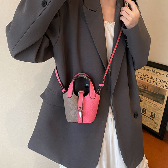 Wholesale Children's bag, high-end color blocked mini bucket bag, hand-held bucket bag, crossbody bag