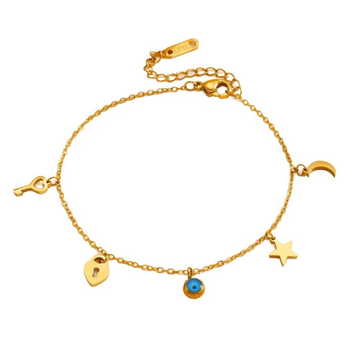 Wholesale Star,  moon,  heart,  four-leaf clover,  stainless steel,  titanium steel anklet for women