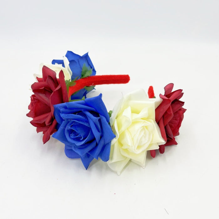 Wholesale American Independence Day Flag Fabric Red, White and Blue Rose Headband JDC-HD-YaY002
