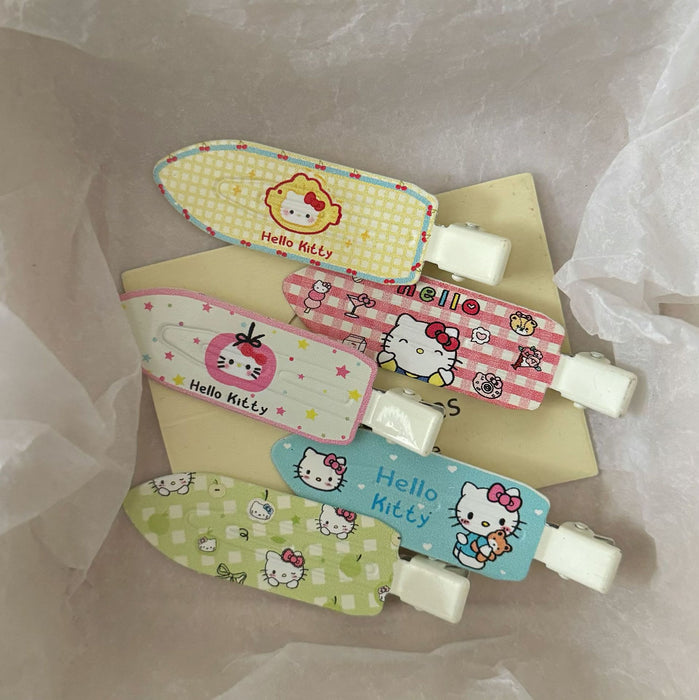 Wholesale Red plaid cat shovel hairpin sweet girl style side hairpin hair accessories