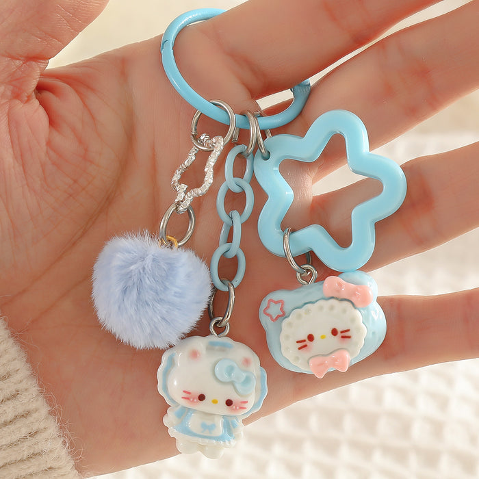 Wholesale Cute Cartoon Cat Keychain Charm Korean Style Bag Pendant Fashion Accessory For Girls Boutique Resale Gift