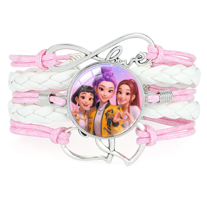 Wholesale KPOP Multi-layered Color-blocked Anime Character Crystal Bracelet