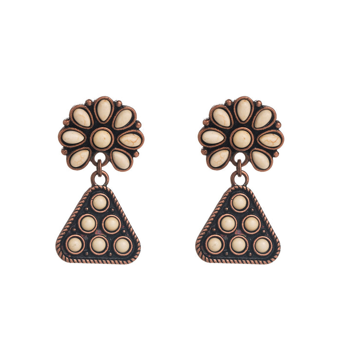 Wholesale Ethnic Style Irregular Turquoise Inlaid Alloy Pendant Earrings