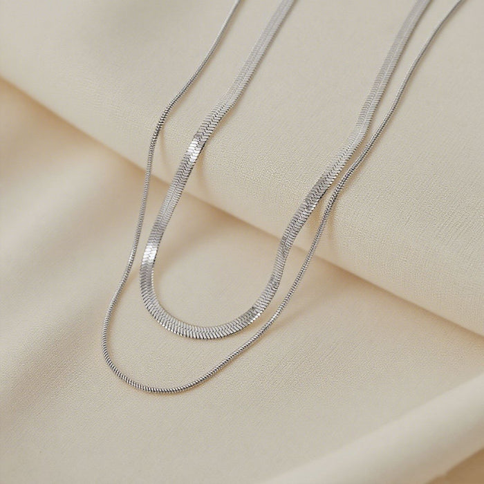 Wholesale 2pcs Simple and stylish  snake chain cross- hop jewelry chain set stainless steel chain necklace