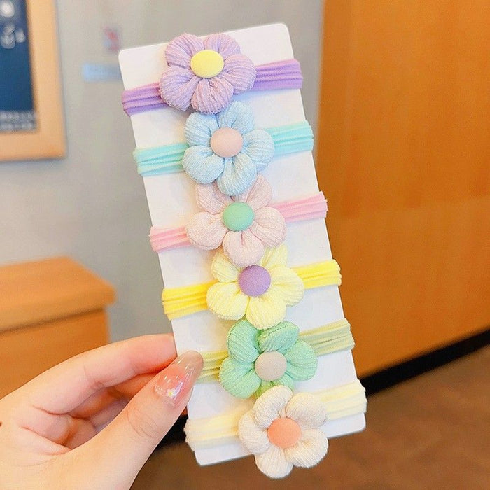 Wholesale Children's headdress hair accessories flower towel ring bow hair rope baby does not hurt hair tie ponytail high elastic hair rope female