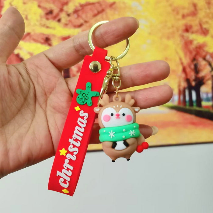 Wholesale Silicone Christmas Keychain Cute Cartoon Pendant