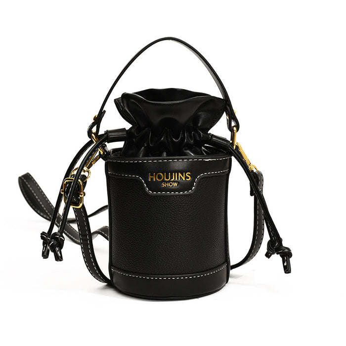 Wholesale Children's bag, contrasting color drawstring bucket bag, new retro crossbody bag for girls