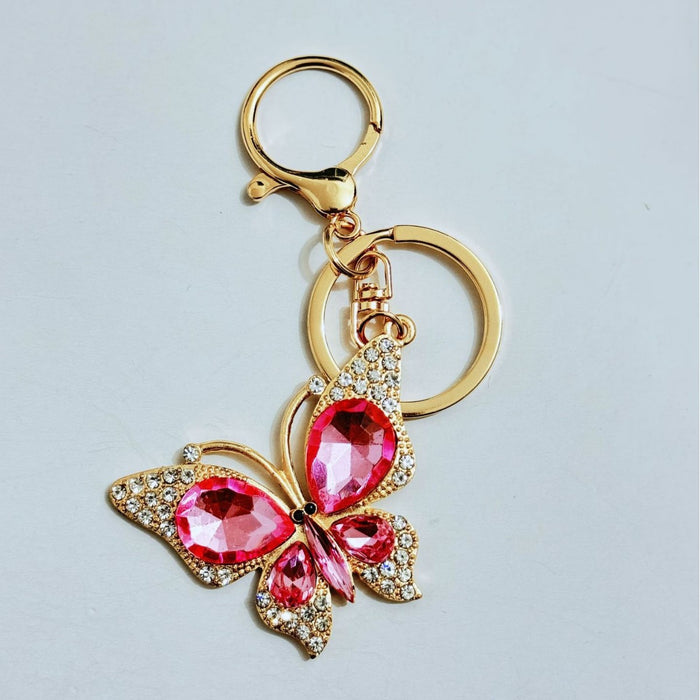 Wholesale Trendy Rhinestone Butterfly Keychain Zinc Alloy Car Key Accessory Gift