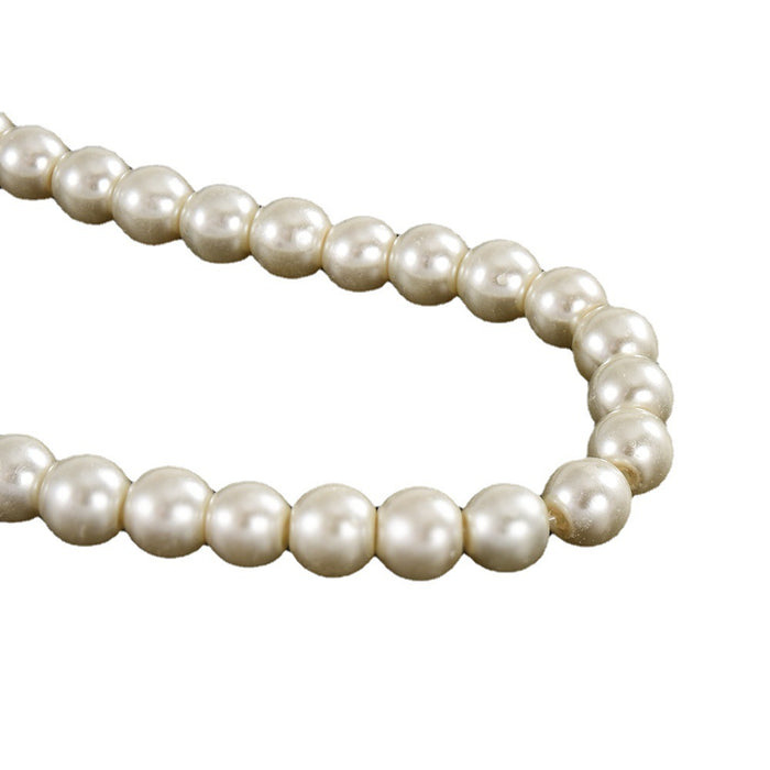 Wholesale  temperament simple pearl necklace women 8mm artificial glass pearl clavicle chain earrings suit