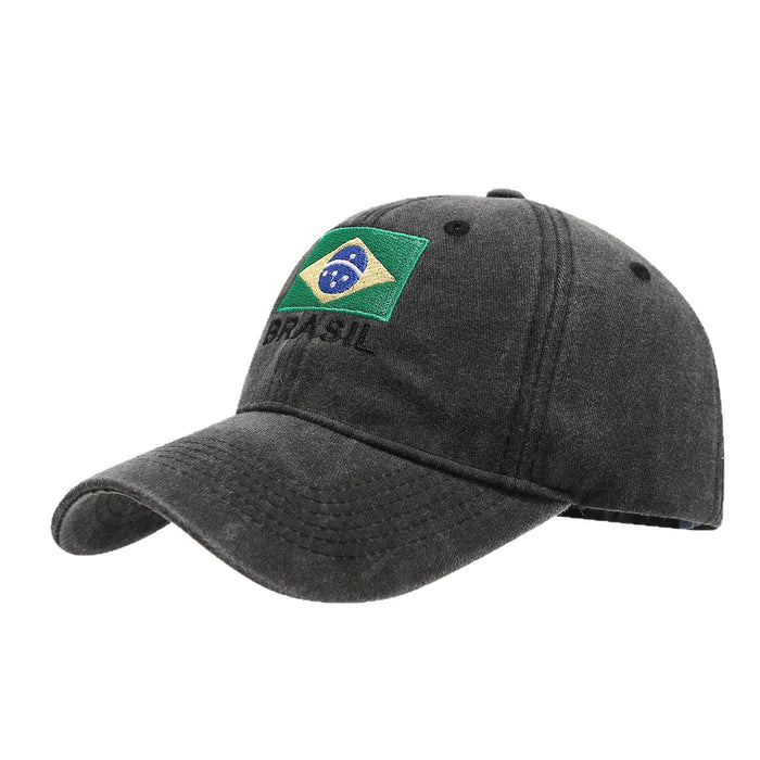 Wholesale Brazilian flag embroidered soft-top vintage distressed baseball fashionhat for men and women