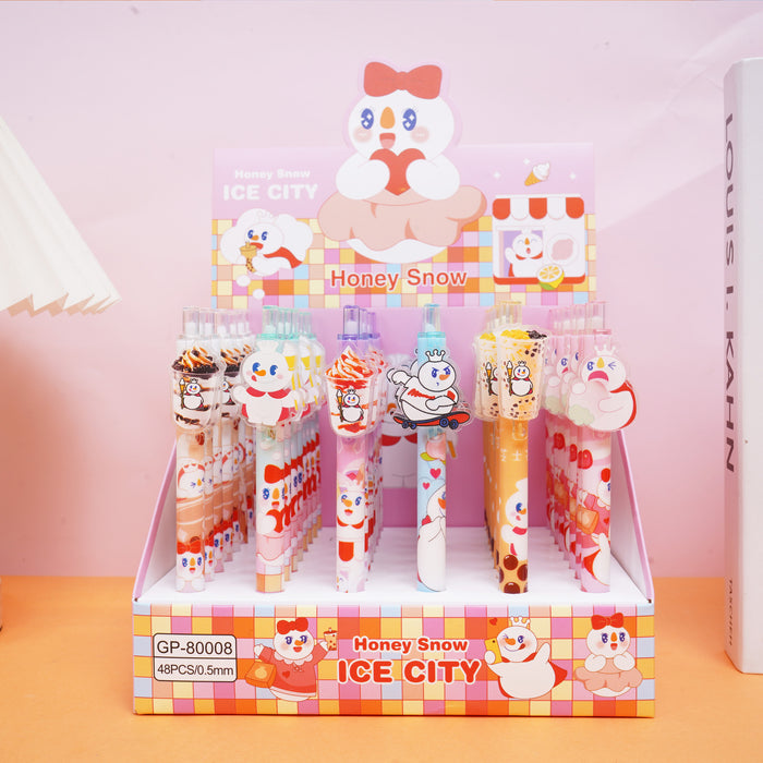 Wholesale 48 pcs Black core 0. 5mm cute cartoon sticker push-button pen