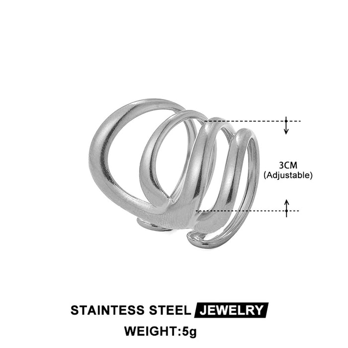 Wholesale Simple geometric irregular shaped ring with adjustable opening, titanium steel non fading ring, stainless steel open ring