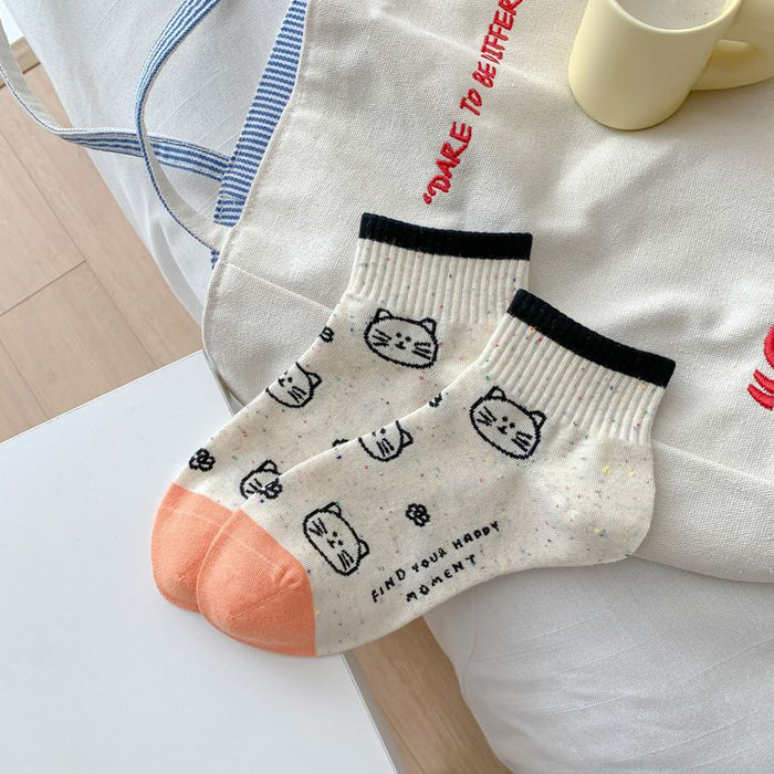 Wholesale Colorful polka dot cute short tube cotton boat socks cute cartoon boneless