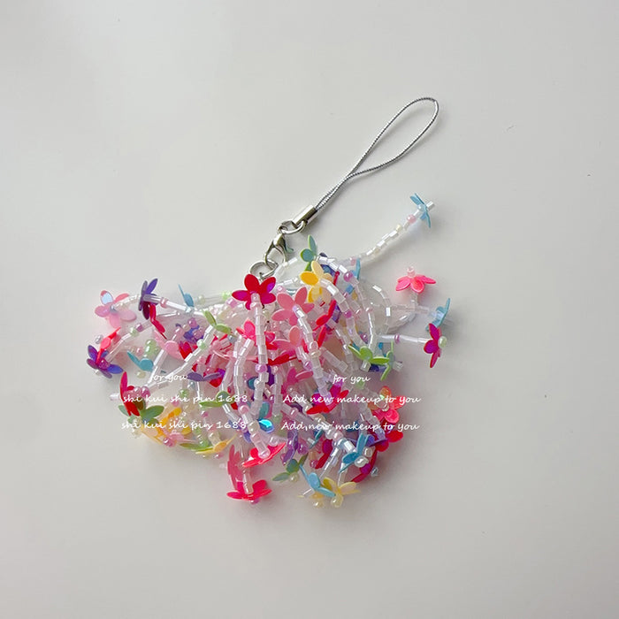 Wholesale Heart Colorful Flower Phone Chain Keychain Bag Hanging Chain Pendant Accessory