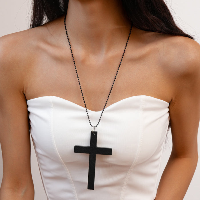 Wholesale Dark Style Cross Long Pendant Necklace Fashion Simple High-End Niche Necklace